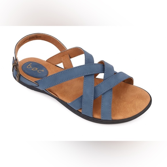 b.o.c Women’s Blue Cross-Cross Sandals Size 9M – Buckle Strap Comfort - Picture 3 of 5